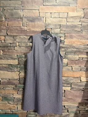 Ann Taylor Factory Houndstooth Knit Tie Mock Neck Shift Dress Size  16